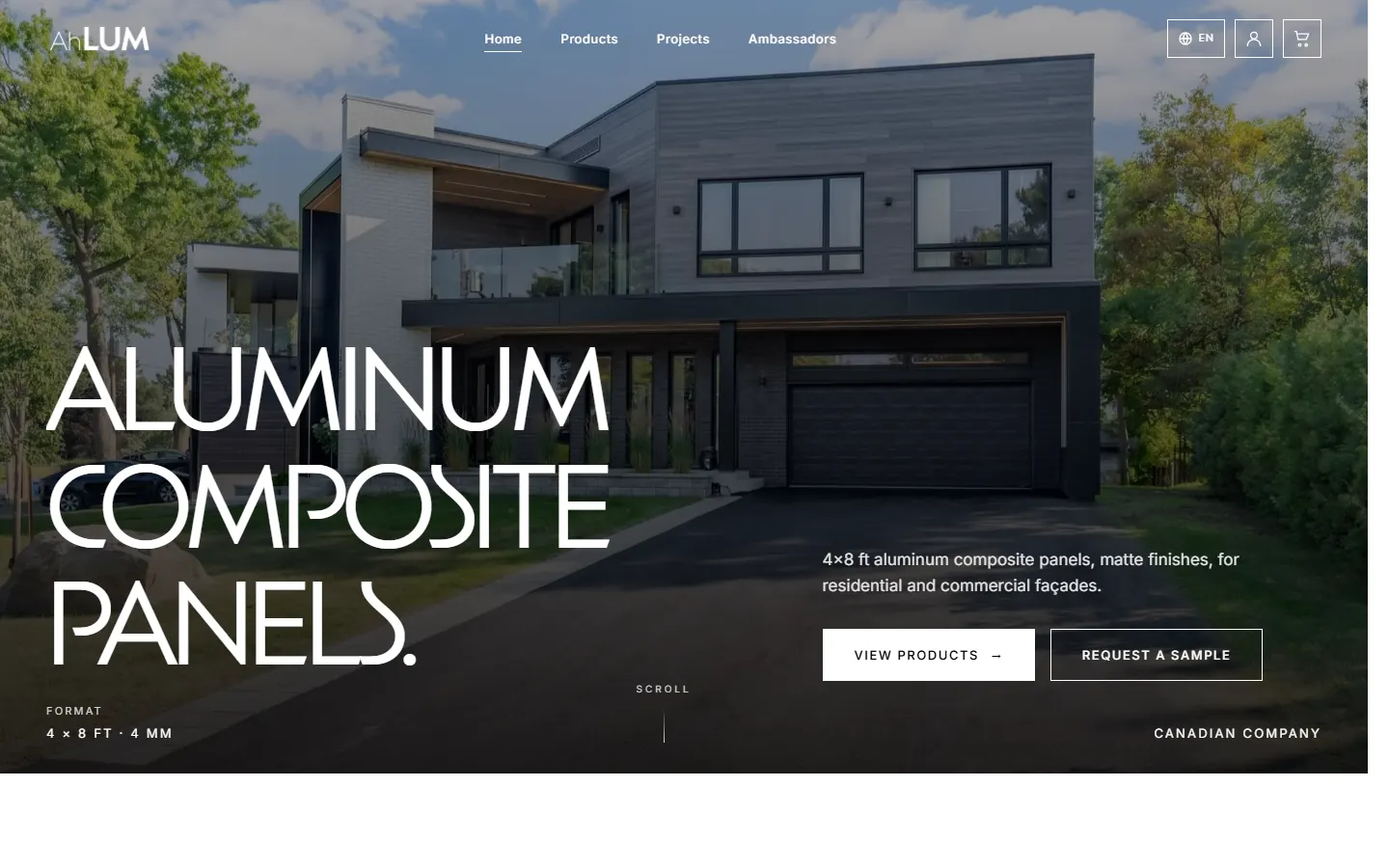 Capture de ahlum.ca — projet livré par Drave