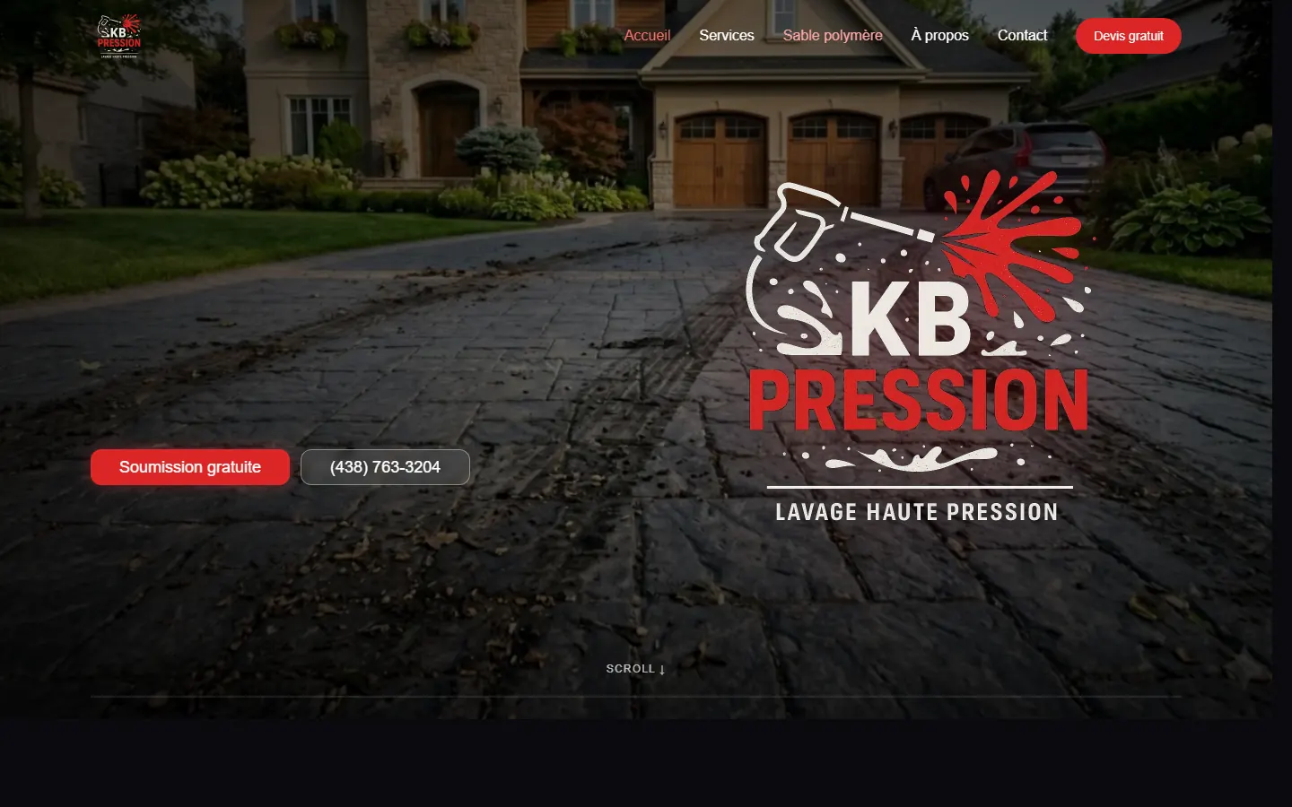 Capture de kbpression.ca — projet livré par Drave